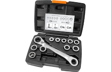 EXTOL PREMIUM 8816101 klíč ráčnový tvarovaný a vložky, sada 11ks, 8-19mm, CrV