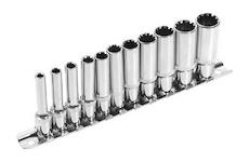 EXTOL PREMIUM 8818110 hlavice nástrčné prodloužené, MULTI-LOCK, sada 11ks, 1/4