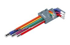 EXTOL PREMIUM 8819315 L-klíče IMBUS prodloužené barevné, sada 9ks, s kuličkou, 1,5-10mm