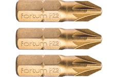 FORTUM 4741372 hrot křížový pozidriv, sada 3ks, PZ 2x25mm,titan. úprava, S2